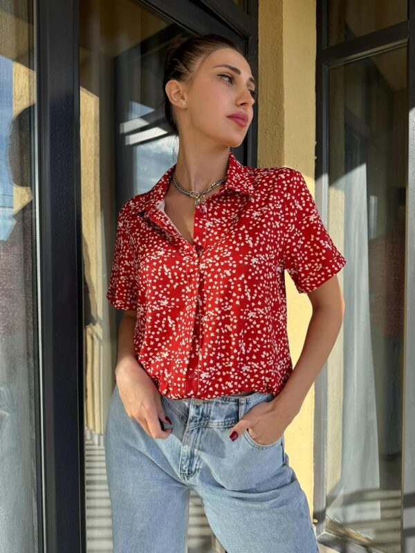 Zeagoo Womens Button Down Shirts Rolled Cuffed Short Sleeve Shirt Cute Collared Summer Casual Work Blouse - Image 4