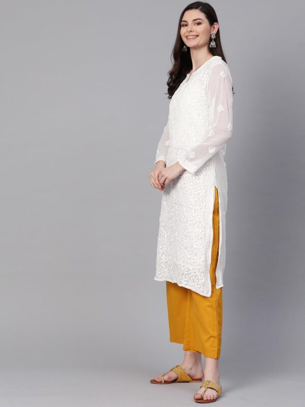 Ada Hand Embroidered Indian Chikankari Georgette Kurti Kurta with Slip for Women A90397 - Image 5