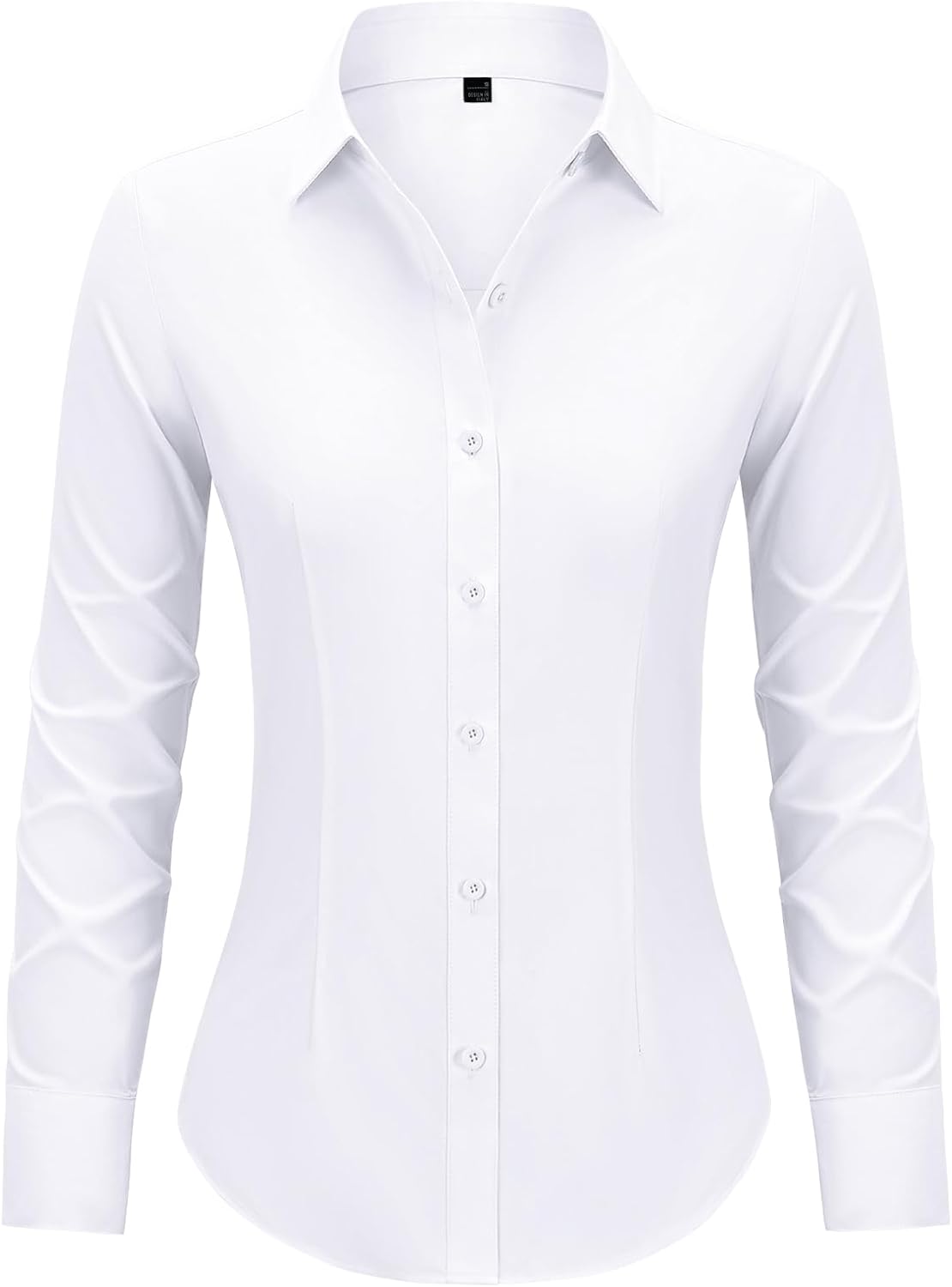 Button Down Shirts for Women Fitted Dress Shirts Collared Long Sleeve Soft Wrinkle Free Blouses Work Office Tunic Tops