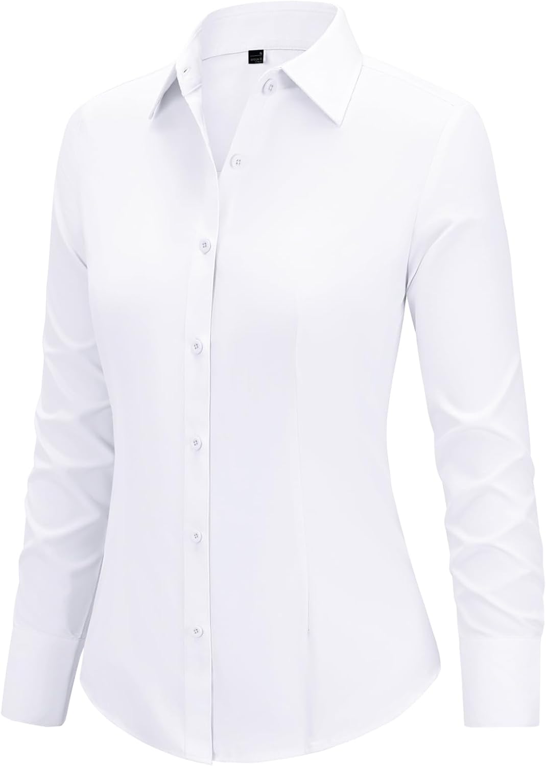 Button Down Shirts for Women Fitted Dress Shirts Collared Long Sleeve Soft Wrinkle Free Blouses Work Office Tunic Tops - Image 2