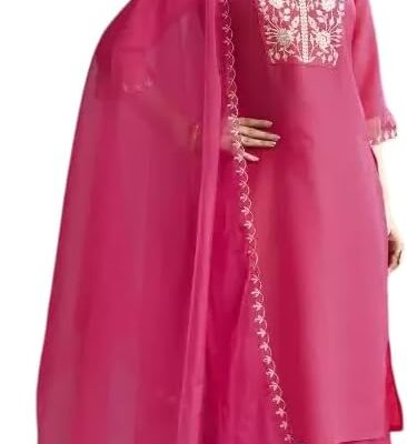Women Indian Pakistani Salwar Kameez Top Tunic Kurti Pant Dupatta Set Party Wear Suit Set Pink