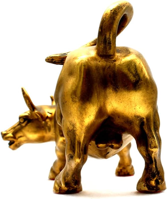 Brass Bull Statue -Art Decor Bull, Cow Figure Statues Ox Sculptures for Home Living Room Office Decoration, Symbol of Career and Wealth Medium(7.3 X 4.3 X 4.7) - Image 5