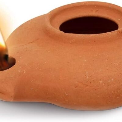Herodian - Classic Brown Replica of Ancient Clay Oil LAMP & Certificate of Authenticity Hanukkah-Judaica/Christian Gift