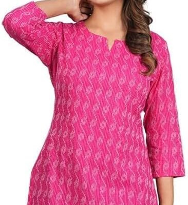 Traditional Cotton Print Kurta Office Short Kurti Tops Tunics for Women