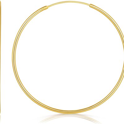Gold Hoop Earrings 14K Gold, Hypoallergenic Earrings for Women Big Huggie Hoop Earrings for Women Holiday Gifts (50mm)