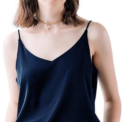 IIG Classic Womens Silk Satin Camisole Top Sexy V Neck Blouse Tank Shirt Ladies Spaghetti Strap Vest Cami XS-3XL