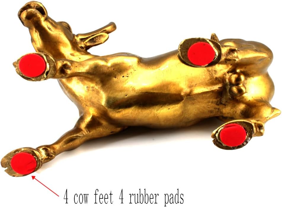Brass Bull Statue -Art Decor Bull, Cow Figure Statues Ox Sculptures for Home Living Room Office Decoration, Symbol of Career and Wealth Medium(7.3 X 4.3 X 4.7) - Image 3