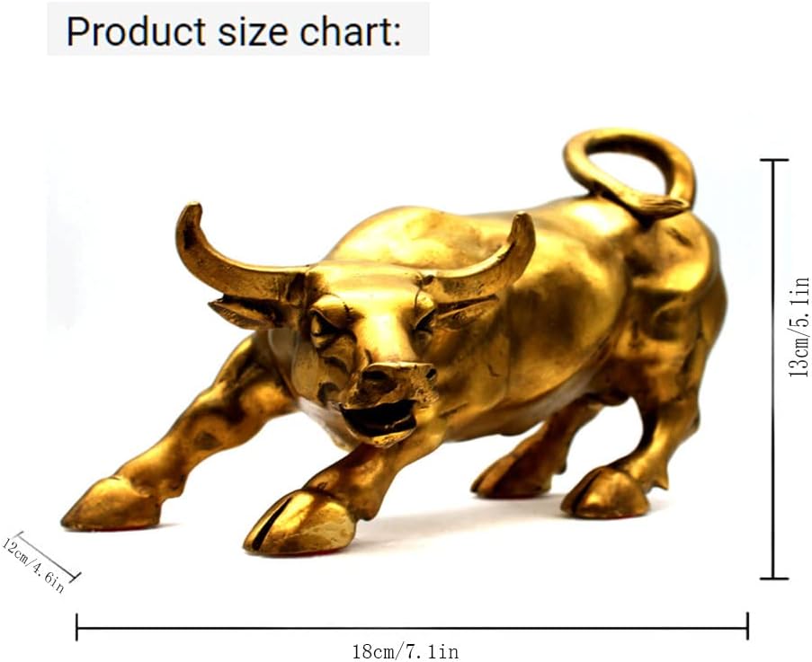 Brass Bull Statue -Art Decor Bull, Cow Figure Statues Ox Sculptures for Home Living Room Office Decoration, Symbol of Career and Wealth Medium(7.3 X 4.3 X 4.7) - Image 6