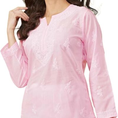 Ada Indian Hand Embroidered Latest Chikankari Women's Cotton Top Tunic Shirt Kurti A210717