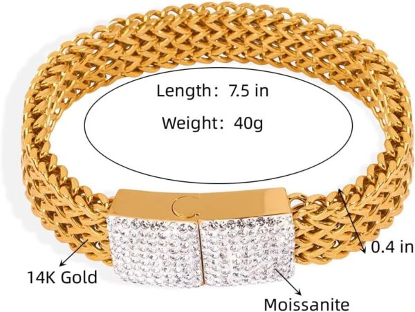 18K gold mesh bracelet set with moissanite diamonds, handcrafted to showcase female personality and charm - Image 2