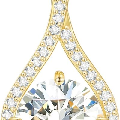 Moissanite Diamond Necklace Gift for Women, 925 Sterling Silver 18K White/Yellow Gold Plated 1CT-4CT Lab Created Diamond Pendant for Her, Anniversary Day Valentines Gift, Wedding - to My Wife, Mom, 18+2 inches Necklace with GRA Certificate of Authenticity