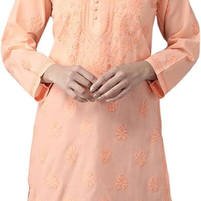 Ada Indian Hand Embroidered Chikankari Womens Straight Cotton Kurti Kurta Tunic A231409