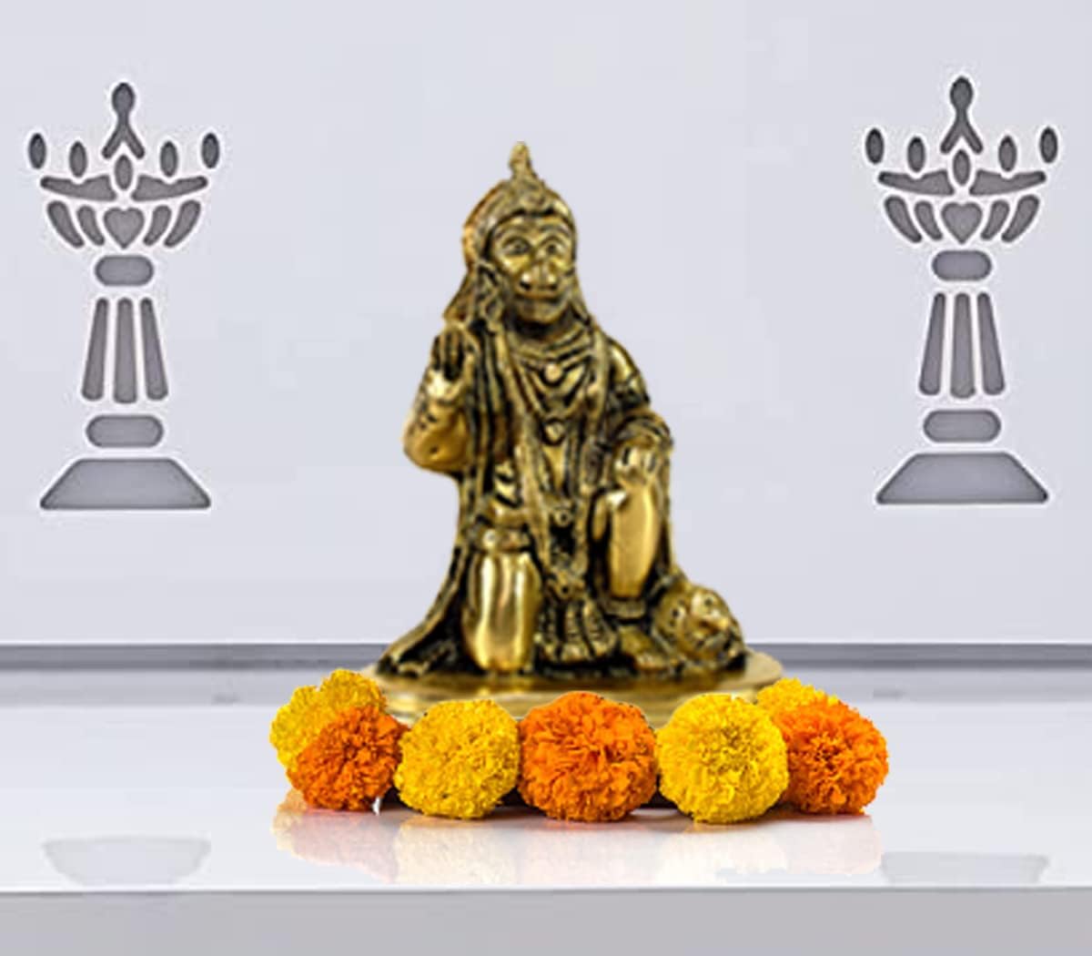 eSplanade Brass Hanuman Bajrangbali Anjeneya Pavan Putra Murti Idol Statue Murti Figurine for pooja and home decor (12.5 cms) - Image 4
