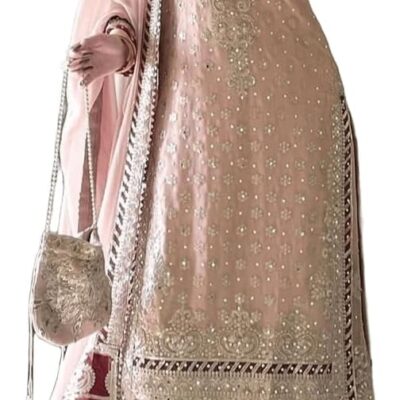 Indian Designer Women Kurti Suit Bollywood Beautiful Embroidered Lace with Moti Work Kurta Plazo Dupatta Set
