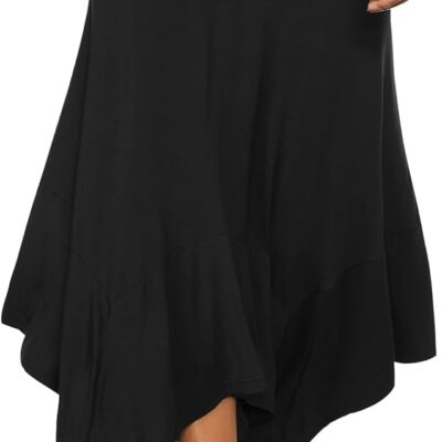 DJT Women's Flowy Handkerchief Hemline Midi Skirt