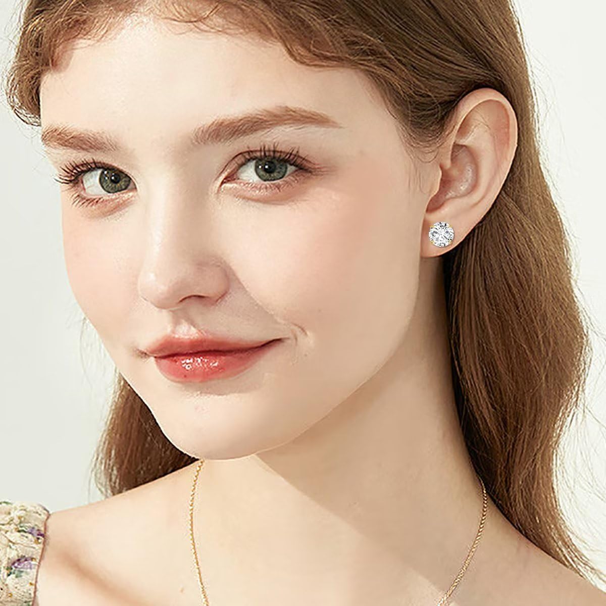 Moissanite Earrings in Solid 14K Gold, 0.3ct-4ct D Color VVS1 Clarity Round Cut Lab Created Diamond Stud Earrings for Women/Men, 14kt Yellow Gold Moissanite Stud Earrings Jewelry Gifts Size 4mm-8mm - Image 2