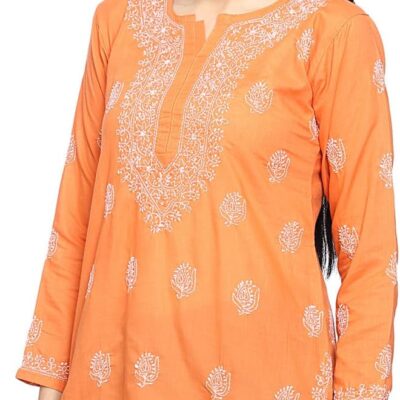 Ada Indian Hand Embroidered Latest Chikankari Women's Cotton Top Tunic Shirt Kurti A210717