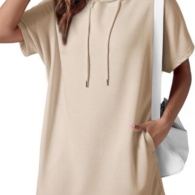 Dokotoo Womens Tops Dressy Casual Short Sleeve Oversized Tshirts Summer Tshirt Dress Tunic Tops Loose Fit Long Shirts