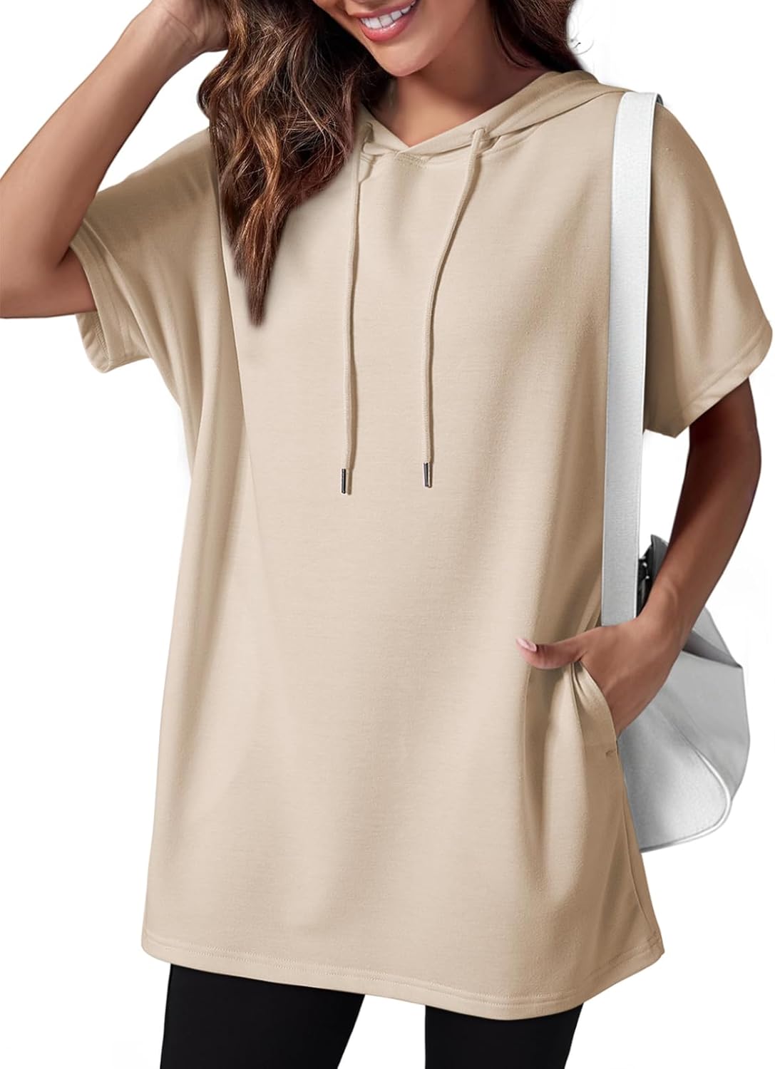 Dokotoo Womens Tops Dressy Casual Short Sleeve Oversized Tshirts Summer Tshirt Dress Tunic Tops Loose Fit Long Shirts