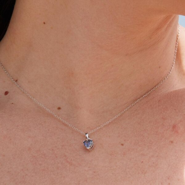 2 Stone Simulated Birthstone Heart Necklace (16"), 925 Sterling Silver Heart Drop Necklace for Women - Personalized Necklaces - Gifts for Mom - Image 2