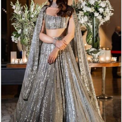 Grey Colored Georgette Lehenga Choli