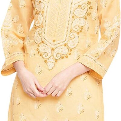 Ada Indian Hand Embroidered Women's Traditional Chikankari Cotton Kurta Kurti Tunic A220999