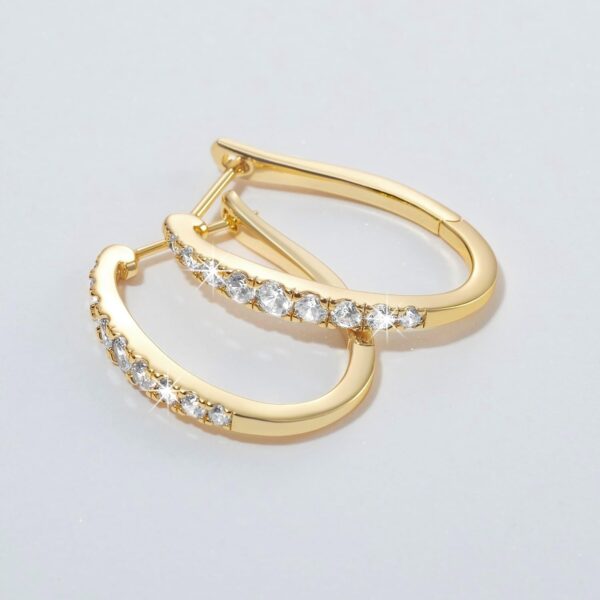14K Gold Hoop Earrings for Women 14K Gold Earrings Unique U-shaped with Cubic Zirconia Gold Huggie Hoops Earrings Hypoallergenic Lightweight Gold Earrings for Women 25mm (25.1MM) - Image 6