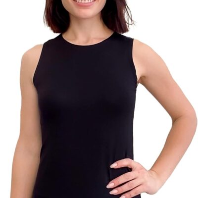 Kosher Casual Modest High Neck Tank Top for Women Full-Shoulder Sleeveless Shell