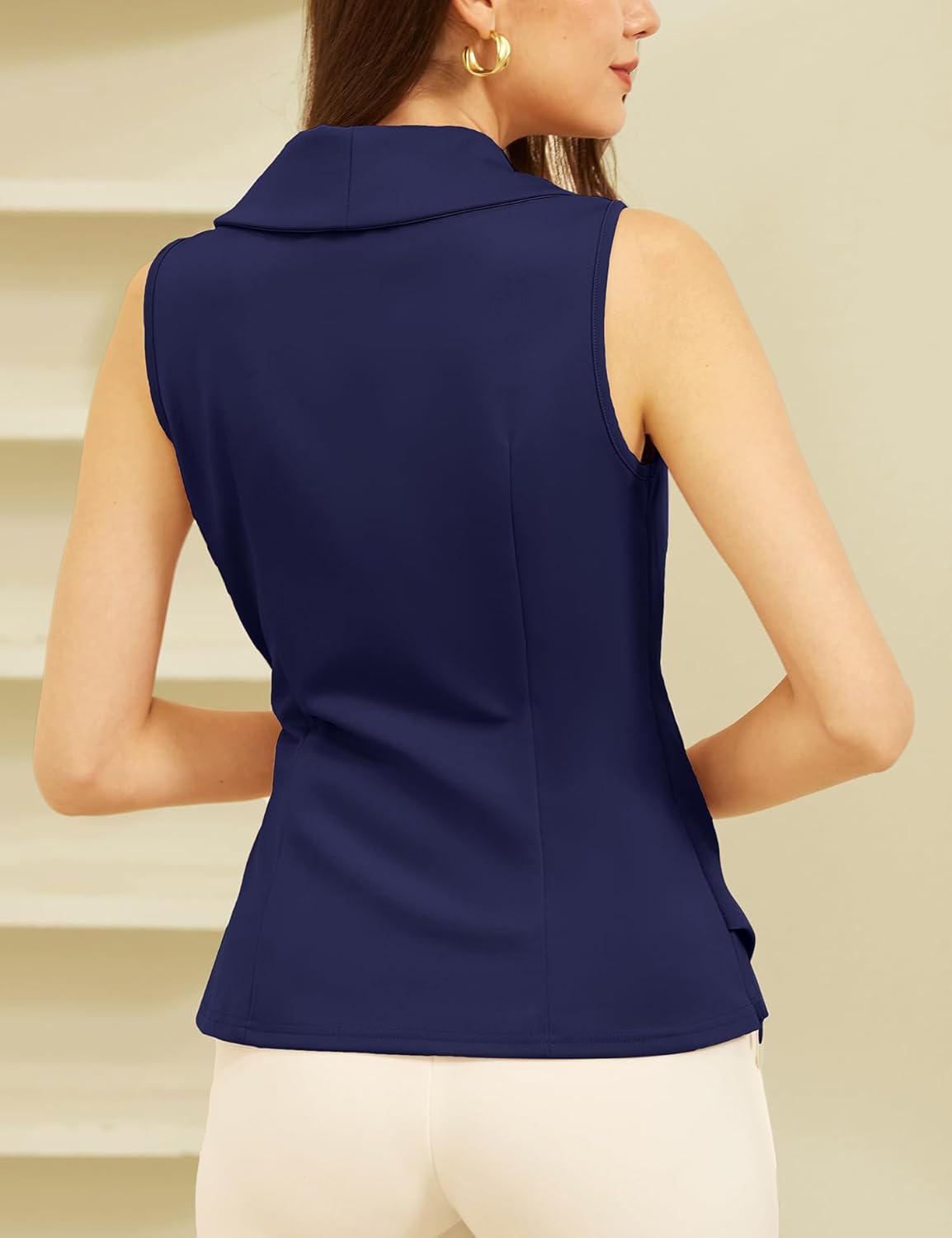 GRACE KARIN Women's Wrap V Neck Casual Work Tops Sleeveless Office Dressy Summer Blouse Asymmetrical Elegant Shirts - Image 4