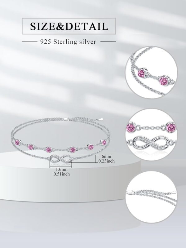 Dorunmo Christmas Gifts Anklet Bracelets For Women 925 Sterling Silver Birthstone/Infinity/Butterfly/Evil Eye/Turtle/Pineapple/Starfish/Heart Anklets Bracelets Jewelry Gifts for Women - Image 4