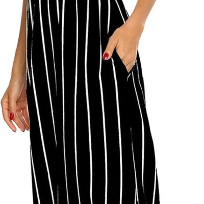 Hount Women's Summer Sleeveless Striped Flowy Casual Long Maxi Dress with Pockets