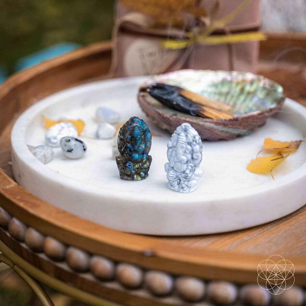 Conscious Items - God of Luck Labradorite Crystal Ganesh Statue - Hindu Ganesha Idol Statue - Small Ganesh for Car Dashboard - Decor Yoga Meditation Room - Altar Kit Decor - Spititual Women Gift - Image 5