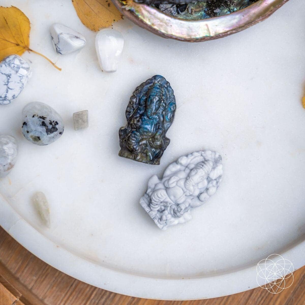 Conscious Items - God of Luck Labradorite Crystal Ganesh Statue - Hindu Ganesha Idol Statue - Small Ganesh for Car Dashboard - Decor Yoga Meditation Room - Altar Kit Decor - Spititual Women Gift - Image 6