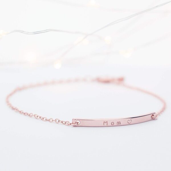 16K Gold Your Name Bar Bracelet Personalized gift Gold Plated bar Delicate Hand Stamp Best bridesmaid Wedding Graduation Gift - Image 2