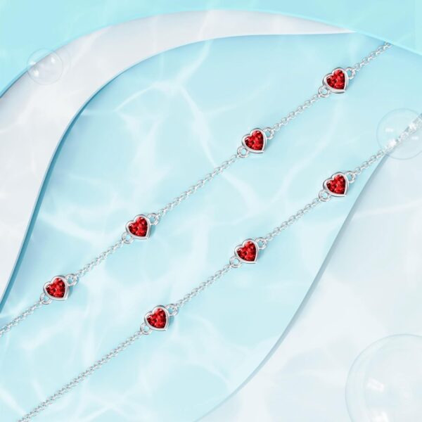 Dorunmo Birthstone Anklet Bracelets for Women 925 Sterling Silver Heart Birthstone Anklet Bracelet Birthday Anniversary Jewelry Best Mother's Day for Women Wife Her - Image 3
