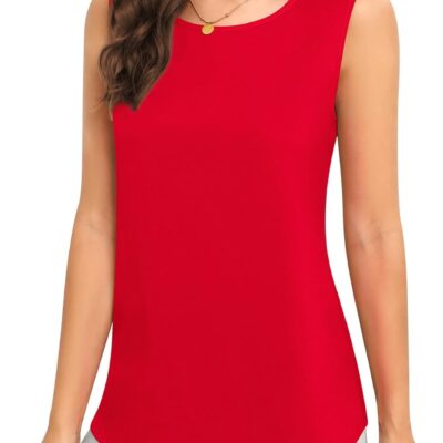 Women's Sleeveless Chiffon Tank Top Business Casual Blouse Tunic Top