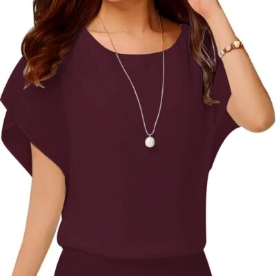 VIISHOW Women's Summer Loose Casual Short Sleeve Chiffon Top T-Shirt Blouse