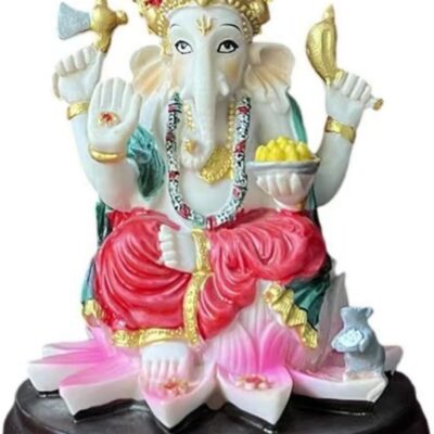 Indian God Lord Ganesha Statue,Hindu Elephant Statue Ganpati Idol Buddha Sculptures,Hindu Gift,Home Temple Mandir Meditation Yoga Room Decor 4.33"(Color)