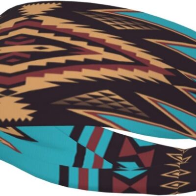 Native American Southwestern Navajo Art Fashionable Sports Decoration, Sweat Resistant Headband, Hair Band, Breathable Sweat Wicking Fitness Equipment Headbands for Women Men, Black