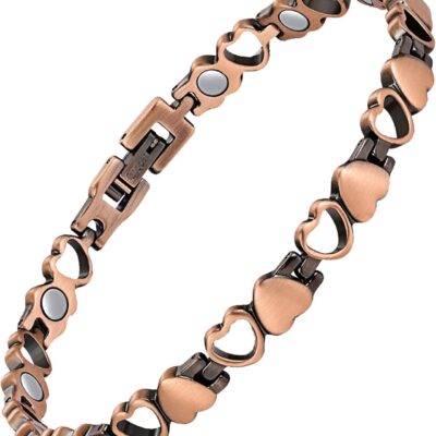 Feraco Magnetic Copper Anklets for Women Copper Ankle Bracelet for Women 99.99% Pure Copper with Magnets for Feet & Ankles (Heart Shape)