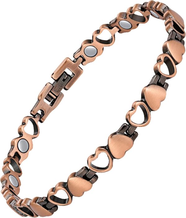Feraco Magnetic Copper Anklets for Women Copper Ankle Bracelet for Women 99.99% Pure Copper with Magnets for Feet & Ankles (Heart Shape)