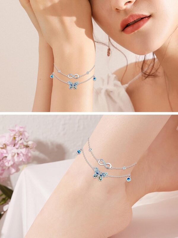 925 Sterling Silver Ankle Bracelet Sea Turtle/Infinity/Wave Seashell/Evil Eye Anklet Bracelet Adjustable Summer Beach Ocean Jewelry for Women - Image 4