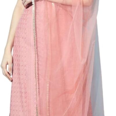 Shopping Queen Women's Silk Chikankari Kurta Pant & Dupatta Set