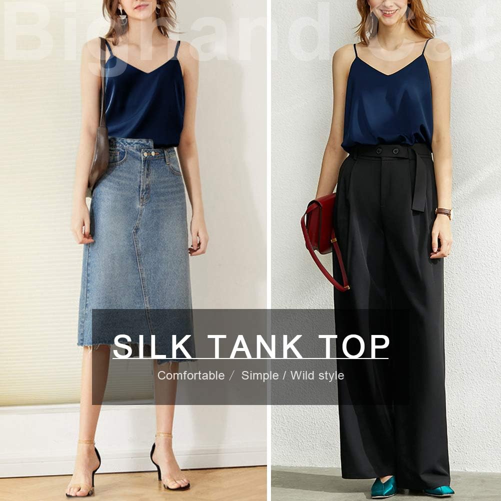 IIG Classic Womens Silk Satin Camisole Top Sexy V Neck Blouse Tank Shirt Ladies Spaghetti Strap Vest Cami XS-3XL - Image 5