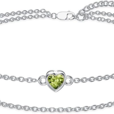 Dorunmo Birthstone Anklet Bracelets for Women 925 Sterling Silver Heart Birthstone Anklet Bracelet Birthday Anniversary Jewelry Best Mother's Day for Women Wife Her