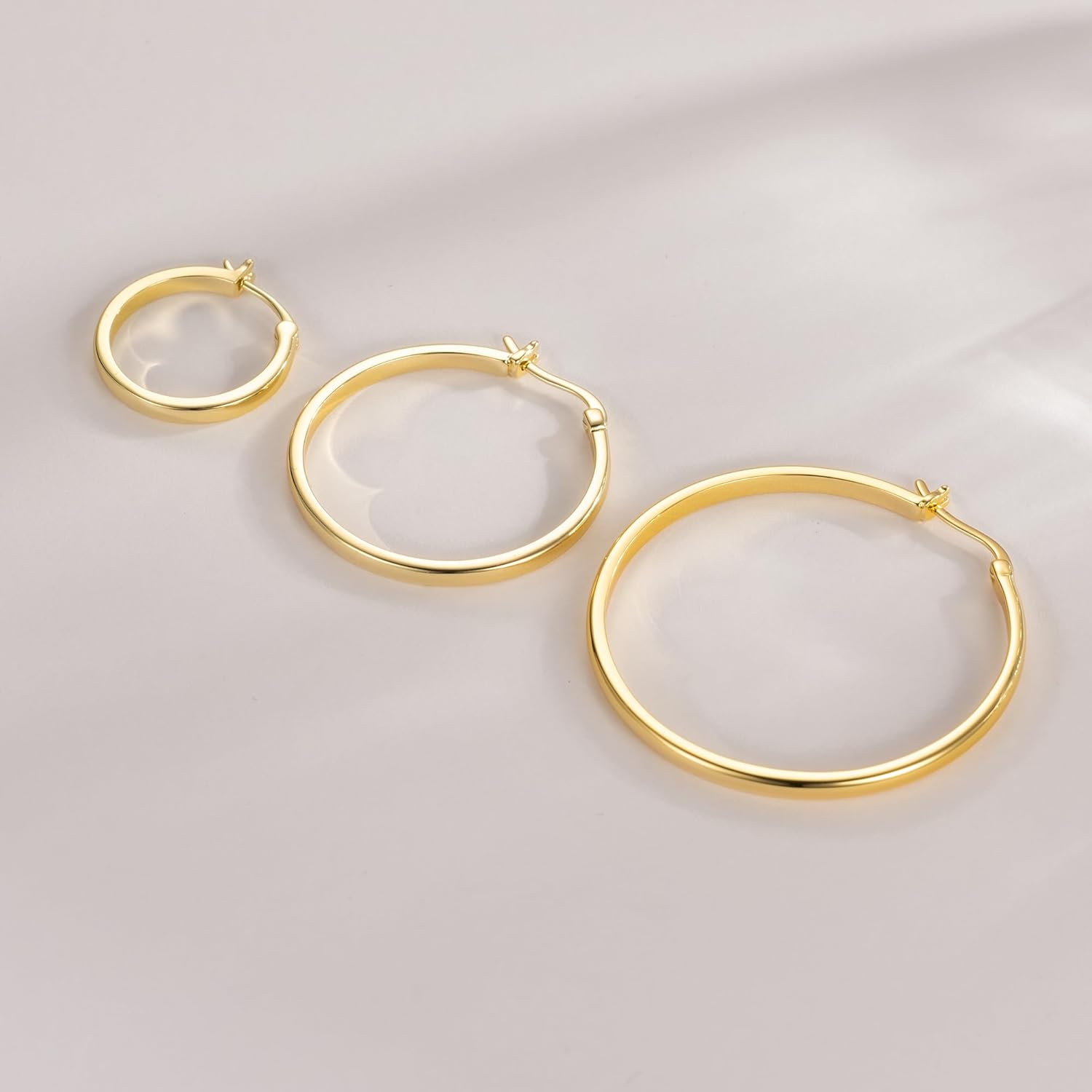 Gold Hoop Earrings for Women 14K Gold Earrings 14K Gold Hoop Earrings for Women Lightweight Gold Earrings for Women 20mm/30mm/40mm - Image 4