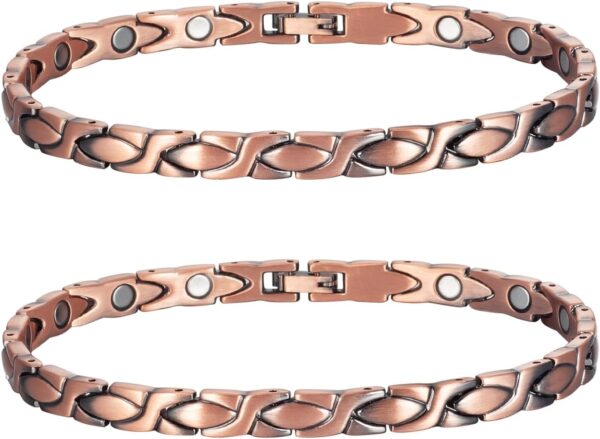 Copper Ankle Bracelet Women, 99% Pure Copper Set Magnetic Anklet, Fashion Jewelry Present (0089Q-2pcs)