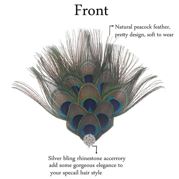 Aukmla Peacock Feather Headband Green 1920s Flapper Headpiece Rhinestones Costume Headdress Hair Accessories for Women and Girls - Image 5