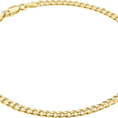 KISPER Solid 925 Sterling Silver 18k Gold Plated Italian Anklet Bracelet for Women - 3.5mm Waterproof Diamond-Cut Curb Chain - Flat Cuban Link Womens Ankle Bracelets, Made in Italy, 9-11 Inches