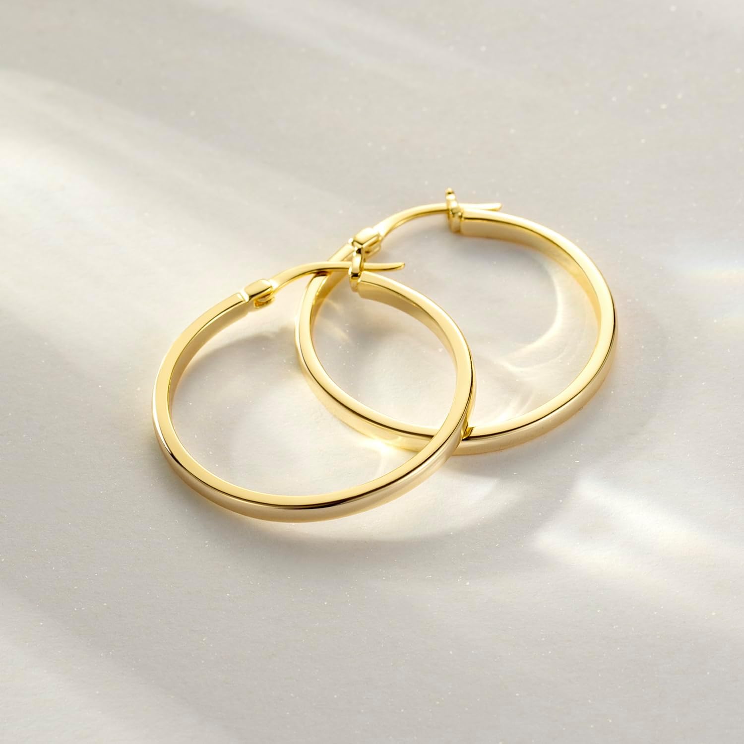 Gold Hoop Earrings for Women 14K Gold Earrings 14K Gold Hoop Earrings for Women Lightweight Gold Earrings for Women 20mm/30mm/40mm - Image 7